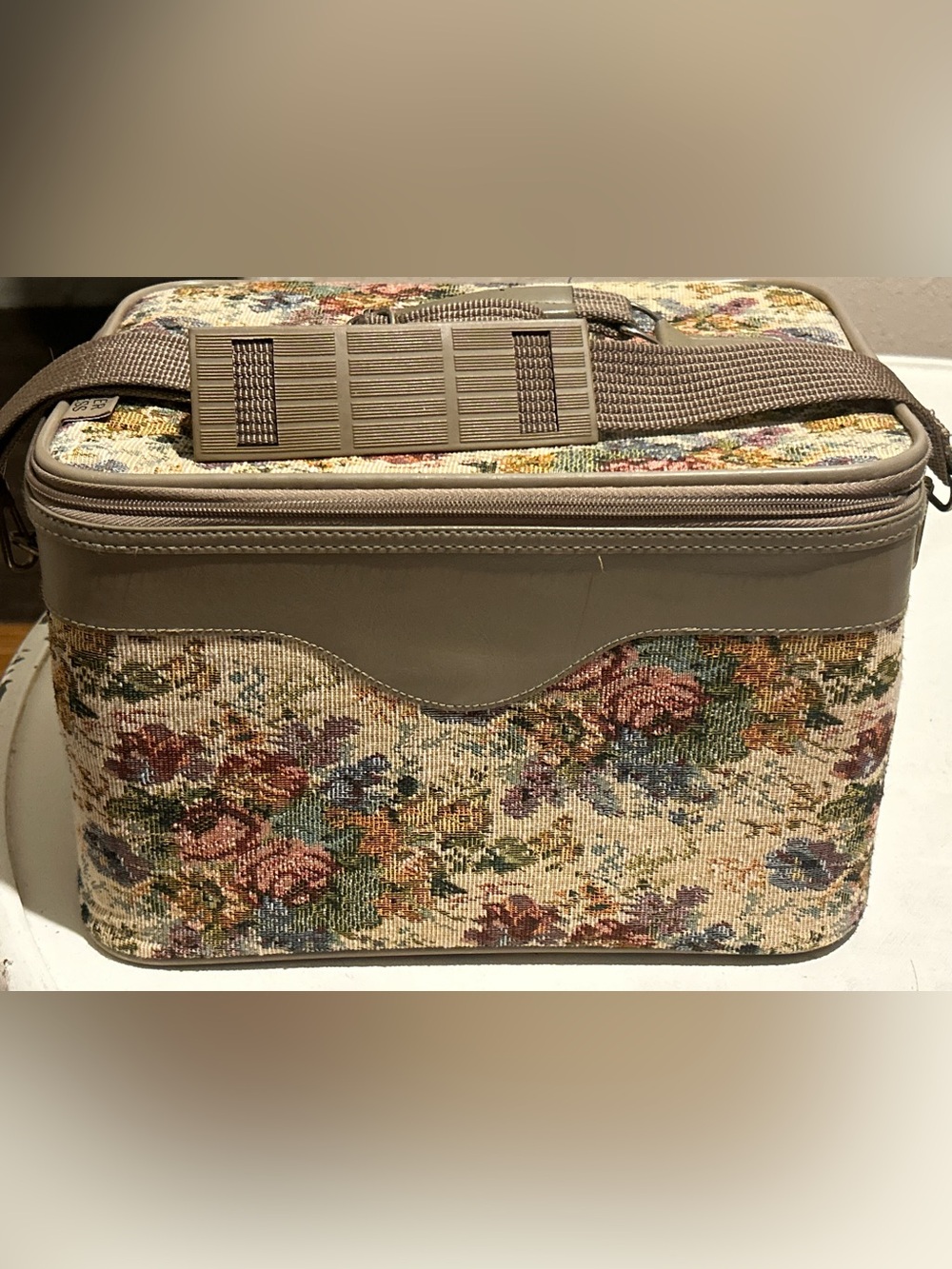 Vtg Pioneer Express Floral Tapestry Train Bag
